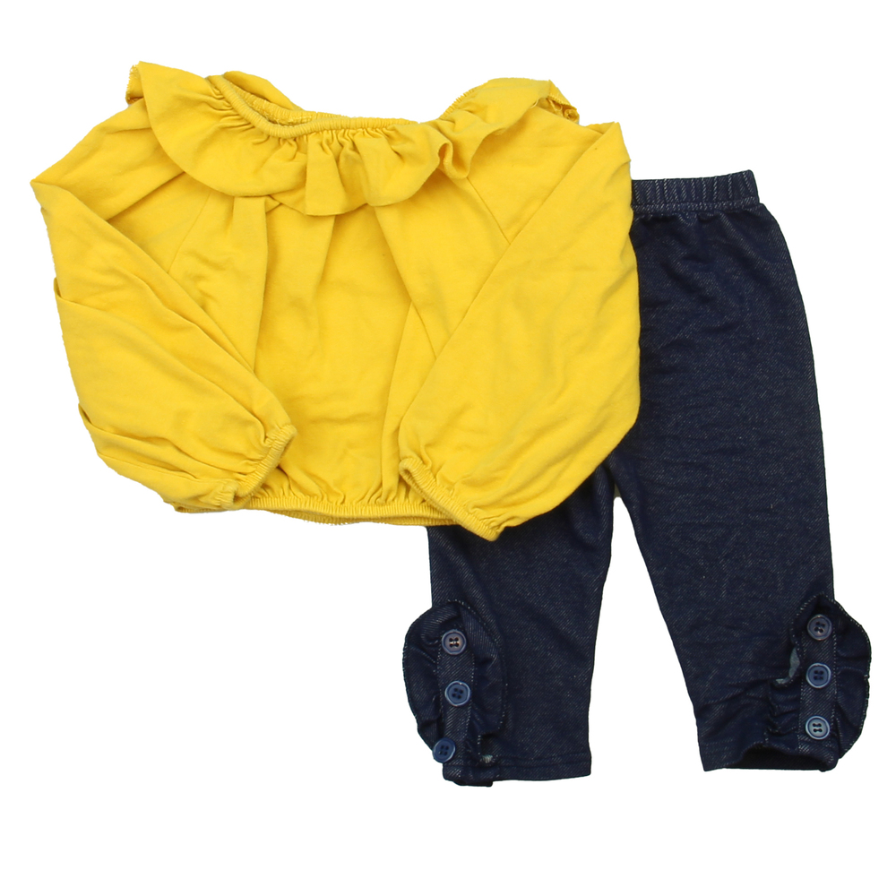 Unknown Brand Girls Yellow | Blue Apparel Sets size: 18 Months